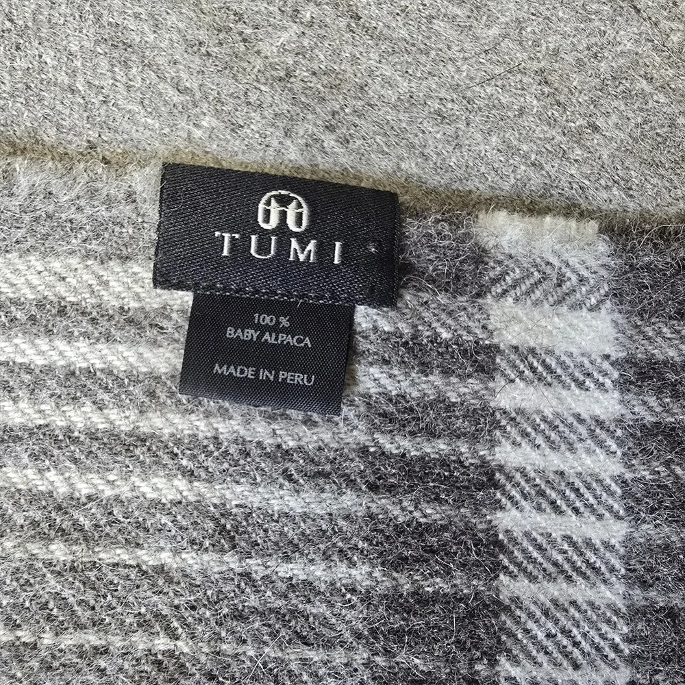 Tumi Baby Alpaca Scarf Gray Stripe Fringe 66